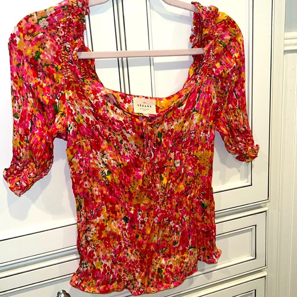 SEZANE flower blouse size small